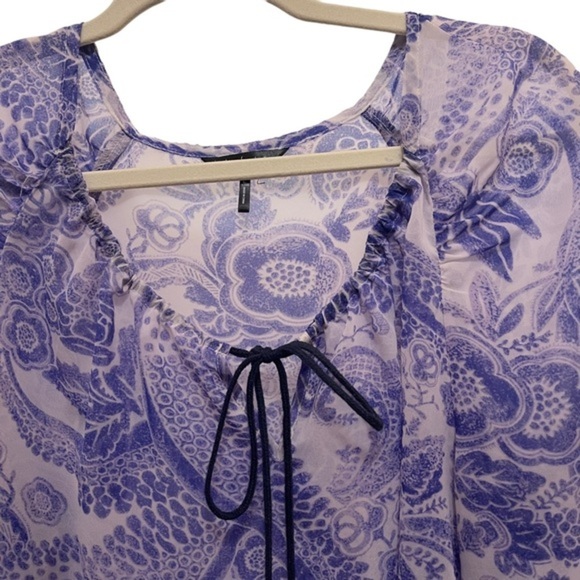 Daisy Fuentes Top Purple and White Size Large - Picture 2 of 6